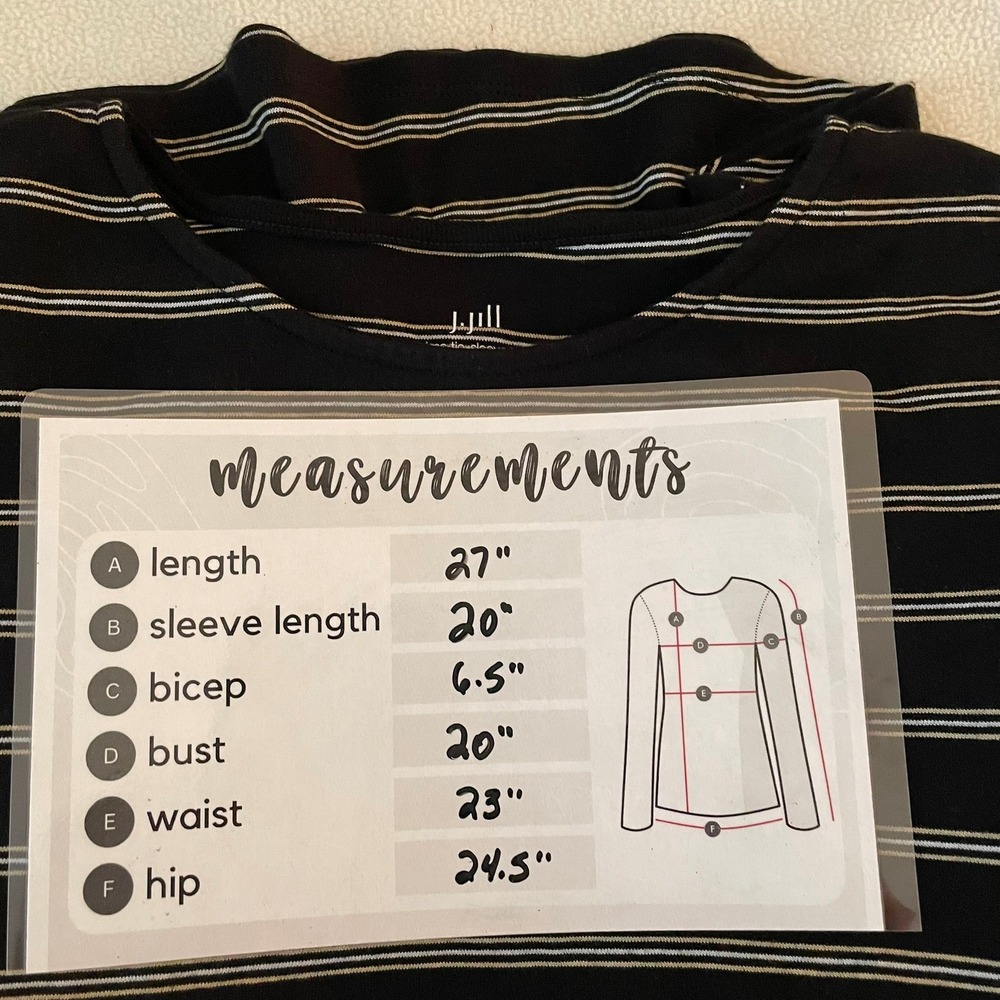 J.Jill‎ Large Black Stripe Pima Cotton Modern Classic Minimalist Top - Picture 10 of 10